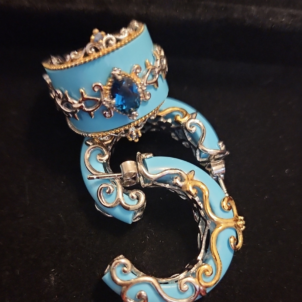 Bling Jewelry Blue and Gold Earrings